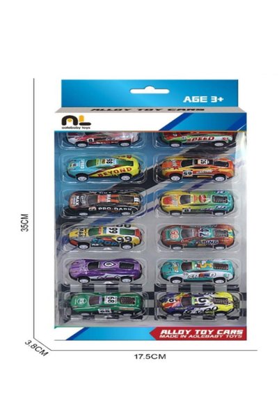 Generic Brand Set of 12 Kids’ Racing Cars in Assorted Colors and Designs – Mi...