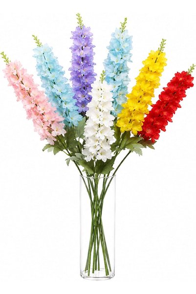 Generic 75cm Delphinium Artificial Flowers 7Pcs Set, 3-Pronged Faux Larkspur ...