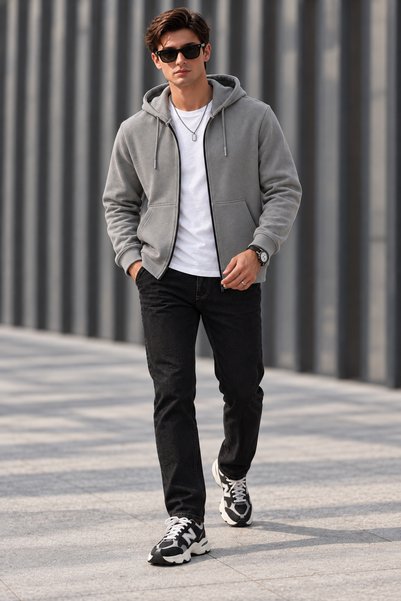 STRAVON Men's Winter Standard Fit Regular Cut 3 Thread Fleece Lined Hooded Zi...