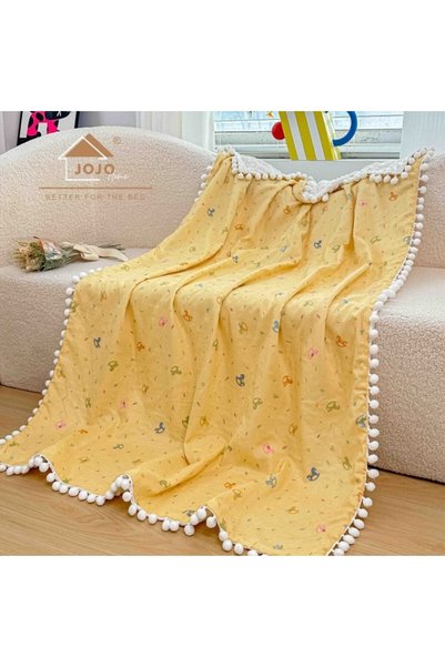 JOJO HOME Pătură pentru bebeluși, Jojo Home, Bumbac/Microfibră, Cu ciucuri, 1...