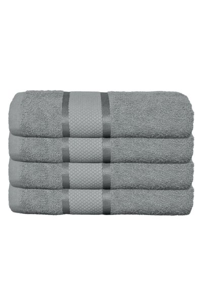 OEM Set de 4 prosoape de față, Bumbac, Uni, 400g/m², 50x90cm, Gri