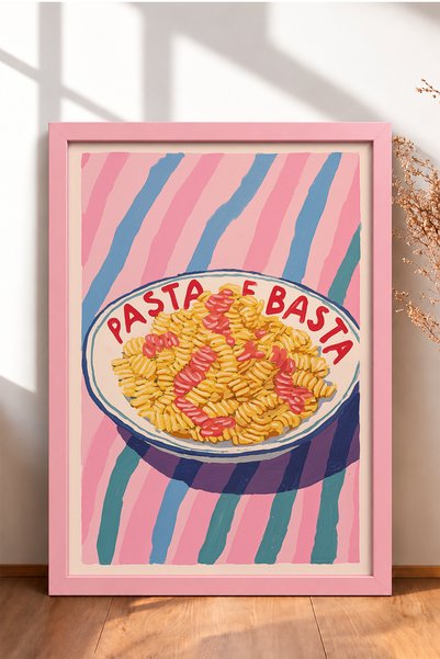 HOMEPACK لوحة معلقة مكتوب عليها Pasta e Basta، ملصق إيطالي لتزيين جدران غرفة ...