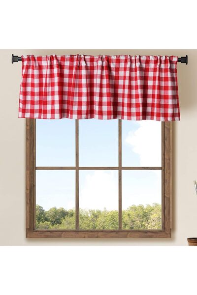 Generic 2 Pack Buffalo Check Plaid Cotton Window Valances Red and White Farmh...