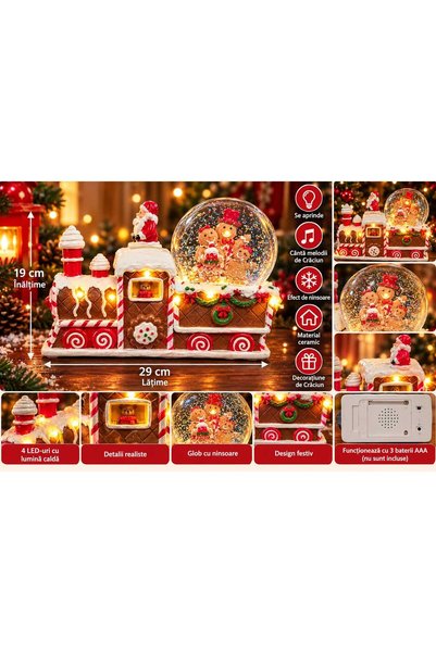 Generic Brand Decorative Ceramic Christmas Train with Snow Globe, LED Lights ...