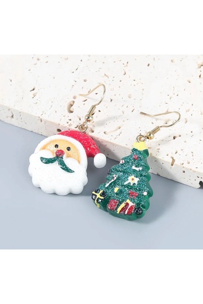 AychaAksesuar Christmas Father Christmas Pine Tree Earrings