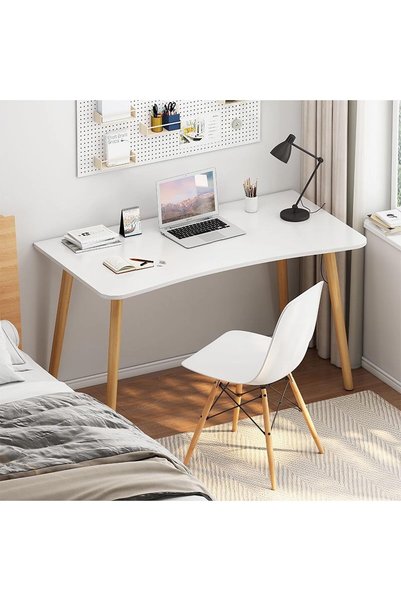 TIKHOME مكتب كمبيوتر أبيض، طاولة لابتوب محمولة ومدمجة من TIKHOME، مكتب كتابة ...