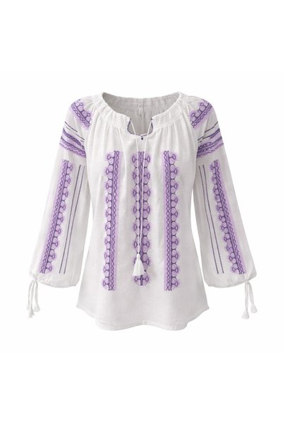OEM Εθνική μπλούζα από βαμβακερό ύφασμα, για γυναίκες, ενιαίο μέγεθος. Μακρυμ...