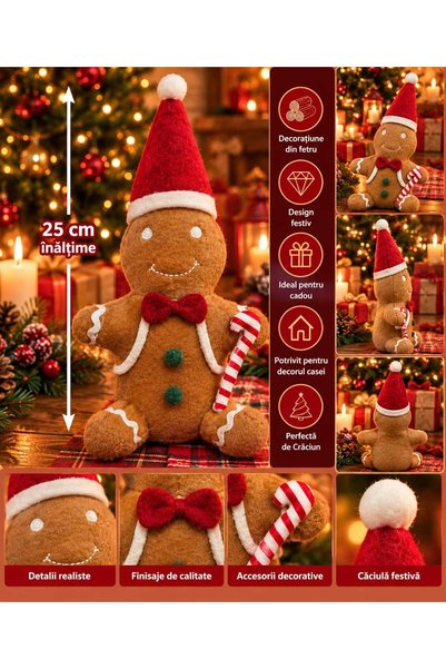 Generic Brand Christmas Decoration Gingerbread Man – 30 cm, with Santa Hat