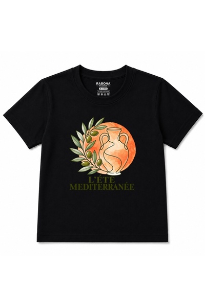 Rabona Fashion L'Été Méditerranée - تي شيرت للأطفال بتصميم غصن الزيتون وفازة ...