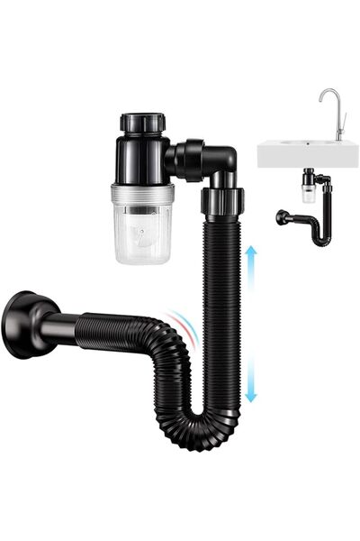 HaveLovely Bathroom Sink Drain Kit, Flexible Expandable P-Trap Drain Pipe, Su...