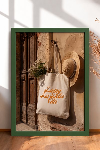 HOMEPACK Living La Dolce Vita Written Cloth Bag Framed Painting Italy Poster ...