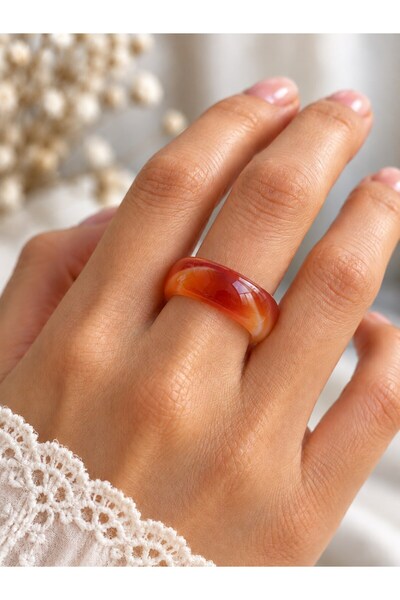Yasamtohumu Carnelian Agate Stone Thick Ring – 9*4mm Thickness (63804) - the ...