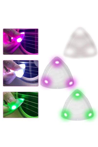 GENERAL LED Guitar Picks 3PCS - Red White Green Light Up Plectrums for Acoust...