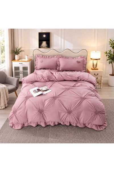 Frasin Select Lenjerie de pat premium, cu inimioare brodate, Soft-Touch, 4 pi...