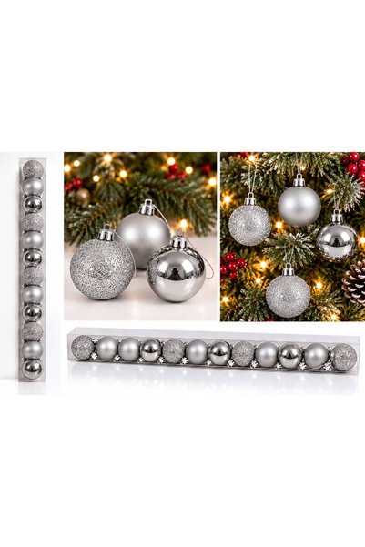 Generic Brand Set 12 globuri decorative de Craciun, 4 cu sclipici, 4 mate, 4 ...