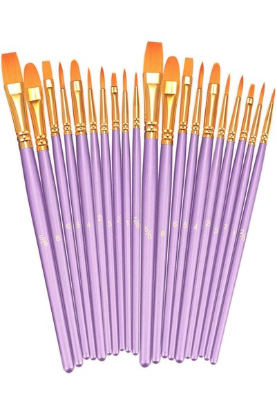 Generic Paint Brushes Set, 2 Pack 20 Pcs Round Pointed Tip Paintbrushes Nylon...