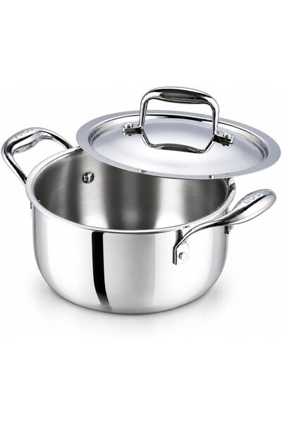 Generic Platinum Triply Stainless Steel Saucepot with Lid - 5 Litre, 24cm| 2....