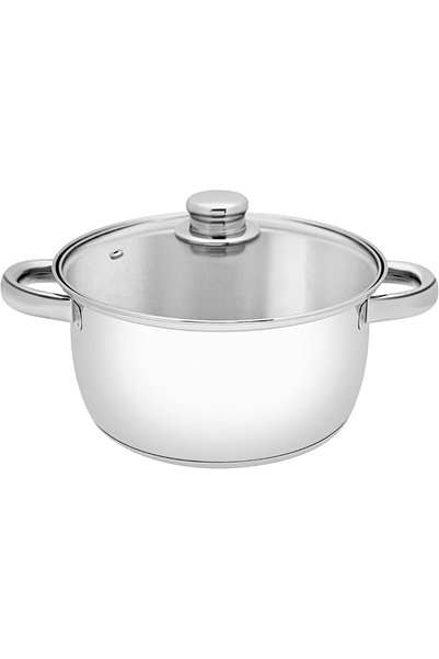 Generic Stainless Steel Casserole with Glass Lid, 24 cm, Stainless Steel