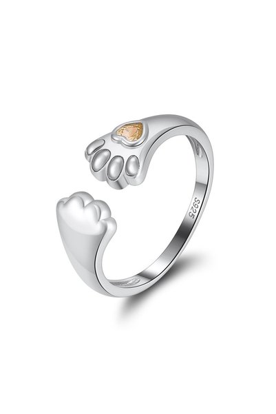 Be Special Inel argint 925 placat cu rodiu cu labute si inimioara zirconiu