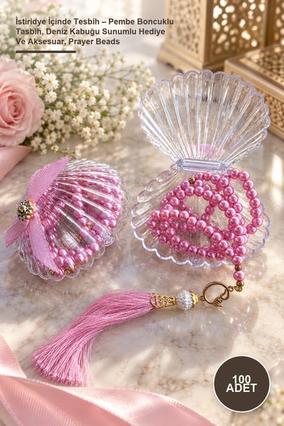 Yenilig 100 Prayer Beads in Oyster Shell – Pink Beaded Prayer Beads, Gift and...
