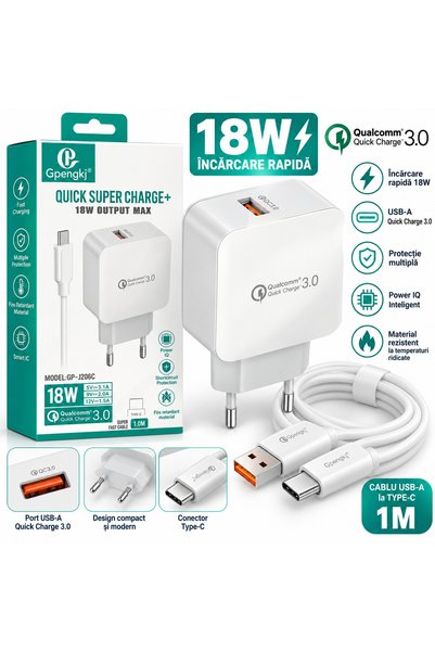 Generic Brand Gpengkj 18W Quick Charge 3.0 Зарядно за стена, с включен 1-метр...