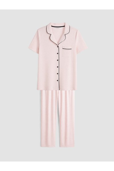 LC Waikiki Ozmarka New Season Pink Shirt Collar Maternity Pajama Set