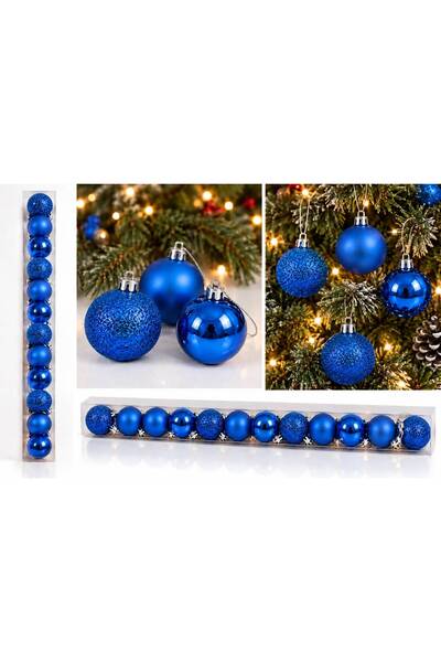 Generic Brand Set 12 globuri decorative de Craciun, 4 cu sclipici, 4 mate, 4 ...