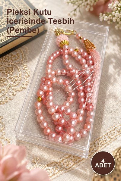 Yenilig 4 Prayer Beads in Plexiglass Box (Pink)