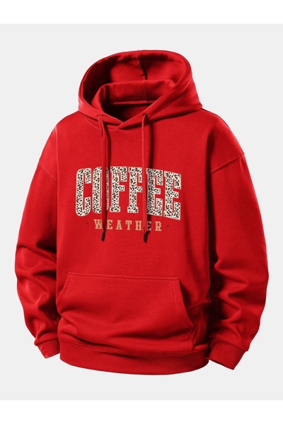 Vordevia Coffee Printed Cotton 3 Thread Threaded Oversize Sweatshirt