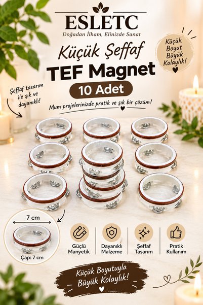 eSLeTc Hediyelik Küçük Mıknatıs Takmalık Şeffaf Magnet Tef 10 Adet, Düğün Niş...