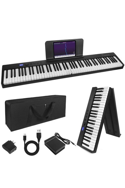 Kmise Kime Folding Piano Keyboard, Electric Keyboard Piano 88 Keys Semi-Weigh...