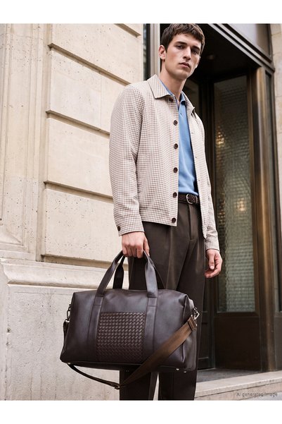 LC Waikiki Ozmarka New Season Brown Leather Look Men's Travel Bag