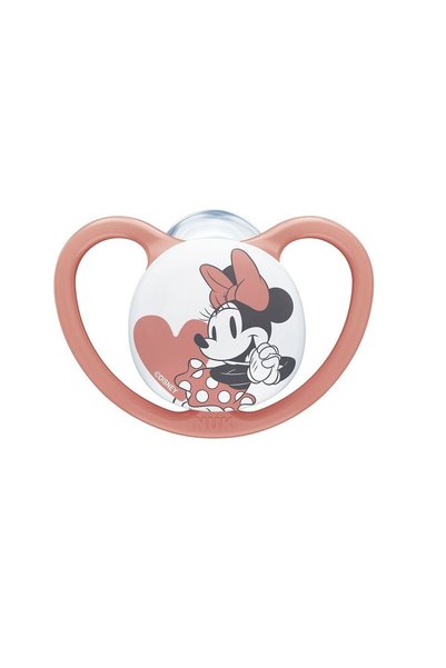 Nuk Ορθοδοντική Πιπίλα Σιλικόνης Space Mickey & Minnie Ροζ Μίνι με Θήκη για 1...