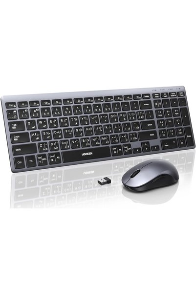 Generic لوحة مفاتيح وماوس لاسلكيان باللغتين العربية والإنجليزية بتقنية BT5.4/...
