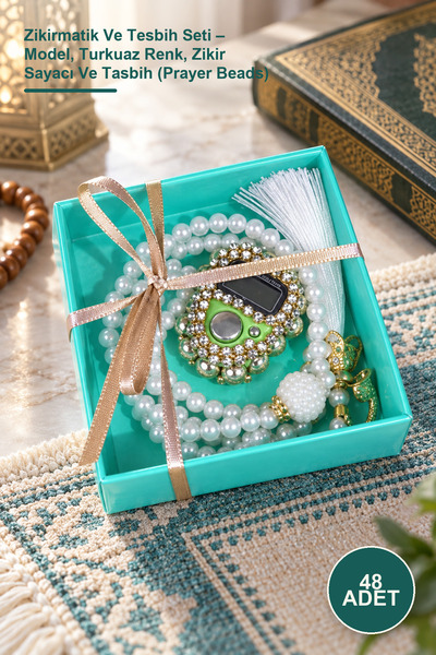 Yenilig 48 Pieces Zikirmatik and Prayer Beads Set – Model, Turquoise Color, Z...