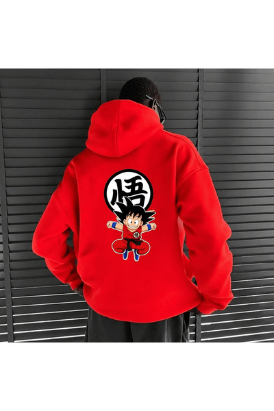 Vordevia Dragon Ball Printed Cotton 3 Thread Threaded Oversize Sweatshirt