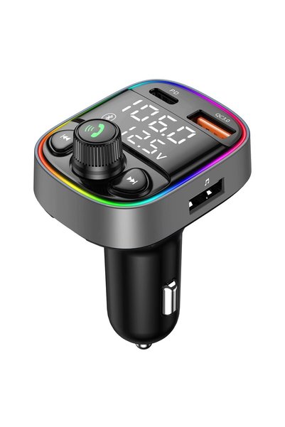 Tazweeq Bluetooth 5.0 Bluetooth Car Adapter, Dual LED Display,FM Transmitter,...