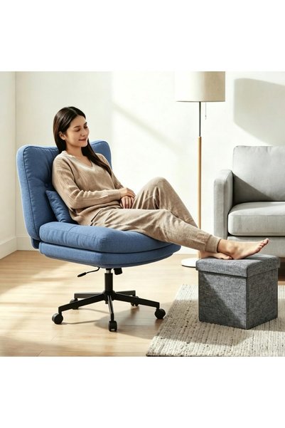 subminimal Criss Cross Chair, Fabric Desk Chair with Adjustable Height, Wide ...