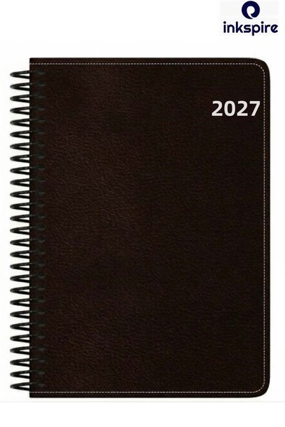 inkspire 2027 Spiral Agenda Faux Leather Bound 17X24 cm Lined 1 Piece Daily Y...
