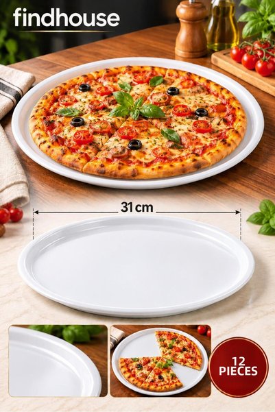 Bulika 12 Pcs 31cm Quality Melamine Pizza Serving Plate for Home, Cafe, Workp...