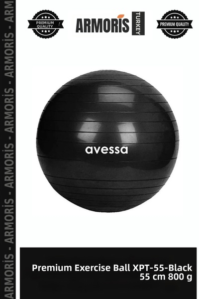 Armoris Premium Sports Work Out Exercise Xpt-55-Black Plates Ball Black 55 cm...