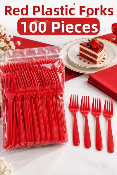 Cadde Süs Red Forks 100 Pieces