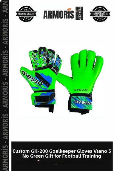 Armoris قفازات حارس المرمى GK-200 من إنتاج خاص، فيانو رقم 5 باللون الأخضر، هد...
