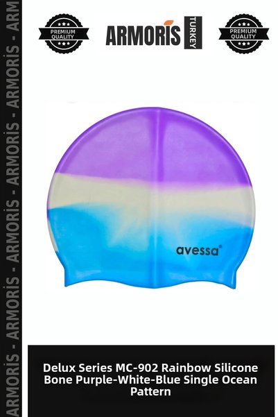 Armoris Delux Series Mc-902 Rainbow Silicone Swimming Cap Purple-White-Blue S...