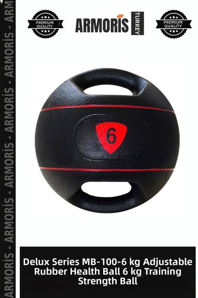 Armoris Delux Series Mb-100-6 kg Rubber Medicine Ball with Handle 6 kg Traini...