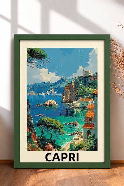 HOMEPACK Tablou cu Golful Capri și Marea Turcoaz – Poster cu Italia pentru de...