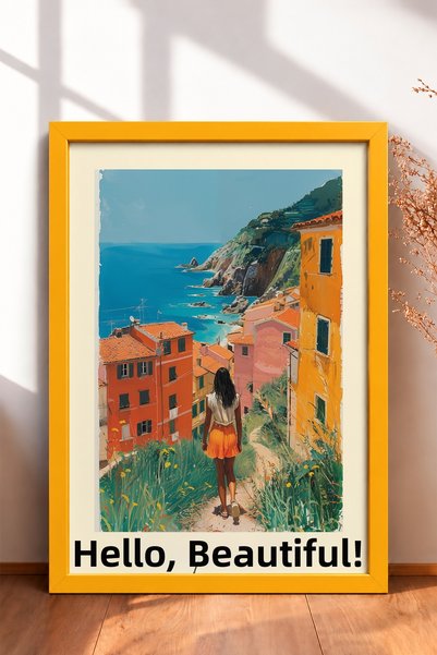 HOMEPACK لوحة فنية بإطار للنساء، مطبوع عليها عبارة "Ciao Bella"، من مجموعة "ك...