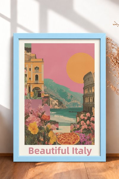 HOMEPACK لوحة مرسومة بإطار من مجموعة "بيلا إيطاليا" التي تصور الكولوسيوم والش...