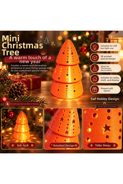 SAF HOBİ ATÖLYE DESİGN Pure Hobby Design ®   Mini Christmas Tree Led Tea Ligh...