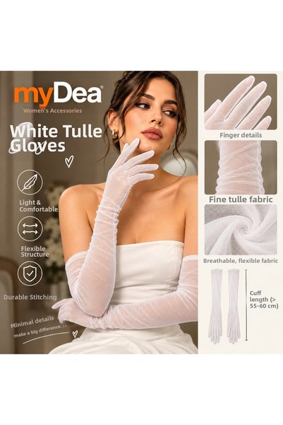 myDea Women's Tulle Gloves, Bridal Gloves, Engagement Gloves, Cosplay Gloves,...
